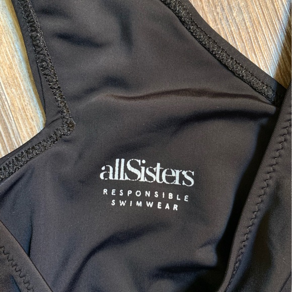 All Sisters Responsible Swimwear Asymmetrical Black Swimsuit Top S - Picture 2 of 5